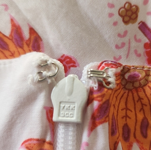 J. Crew Tiered Midi Skirt Fuschia/Orange Floral on White Waist Tie Sz 00 NWT - Picture 8 of 13